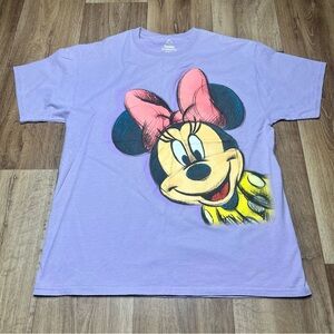 Minnie Mouse T-Shirt Women's L Purple Walt Disney World Two Sided Graphic